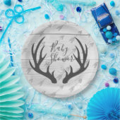 Elegante Rustieke Grijze Geweitakken & Wit Hout Papieren Bordje (Feest)