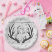 Elegante Rustieke Grijze Geweitakken & Wit Hout Papieren Bordje (Feest)