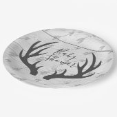 Elegante Rustieke Grijze Geweitakken & Wit Hout Papieren Bordje (Gekanteld)