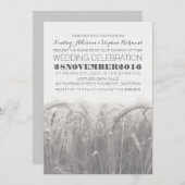 Elegante rustieke grijze witte tarwe bruiloft uitn kaart (Voorkant / Achterkant)