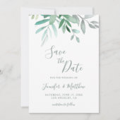 Elegante rustieke groen bruiloft Save the Date Kaa (Voorkant)