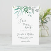 Elegante rustieke groen bruiloft Save the Date Kaa (Staand voorkant)