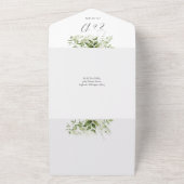 Elegante rustieke groen QR code bruiloft All In One Uitnodiging (Buitenkant)