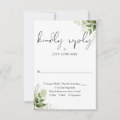 Elegante Rustieke Groene Bladeren Bruiloft RSVP Kaartje (Voorkant)