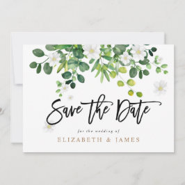 Elegante Rustieke Groene Huwelijksaankondiging Save The Date