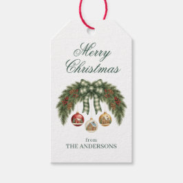 Elegante Rustieke Groene Merry Christmas  Cadeaulabel
