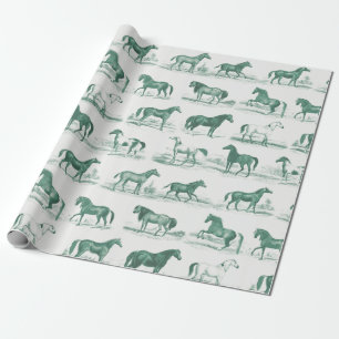 Elegante rustieke groene paardenrassen Toile Cadeaupapier