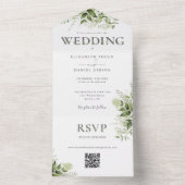 Elegante Rustieke Groene QR Code Trouwen All In One Uitnodiging (Binnen)