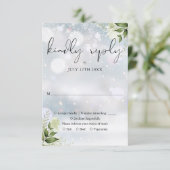 Elegante Rustieke Groene Winter Bruiloft RSVP Kaartje (Staand voorkant)