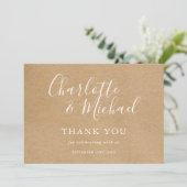 Elegante Rustieke Handtekening Script Trouw Dank J Bedankkaart (Staand voorkant)