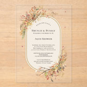 Elegante rustieke Herfst Beige bruidsbrunch Acryl Uitnodigingen (Voorkant)