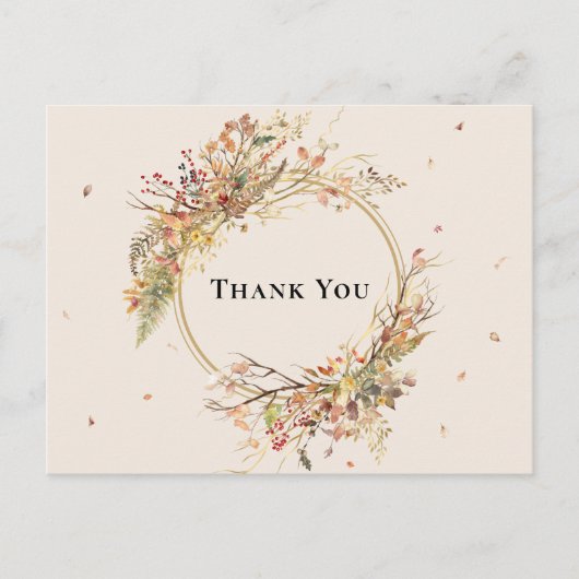 Elegante rustieke Herfst Beige bruiloft dank u Briefkaart (Voorkant)