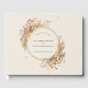 Elegante rustieke Herfst Beige bruiloft gastenboek