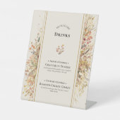 Elegante rustieke Herfst Beige bruiloft handtekeni Reclamebord Met Voetstuk (Voorkant)