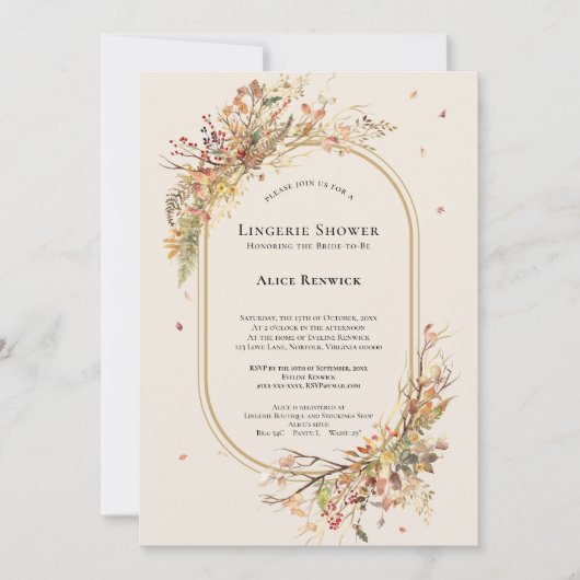 Elegante rustieke Herfst Beige bruiloft lingeriedo Kaart (Voorkant)