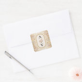 Elegante rustieke Herfst Beige bruiloft Monogram Vierkante Sticker (Envelop)