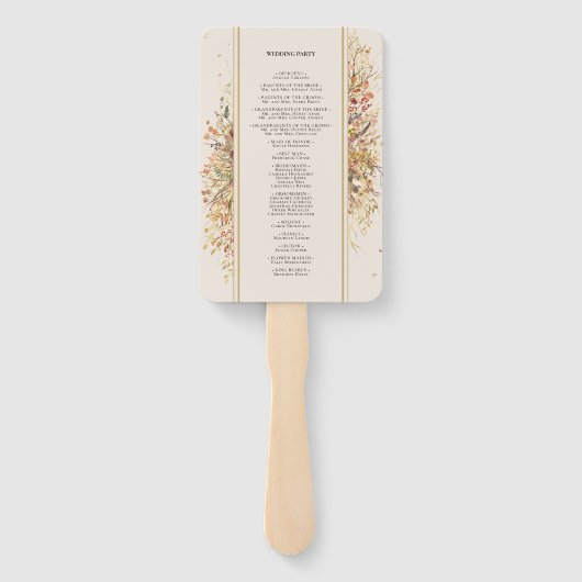 Elegante rustieke Herfst Beige bruiloft programma Handwaaier (Achterkant)