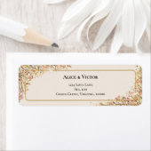 Elegante rustieke Herfst Beige bruiloft retouradre Etiket (Insitu)