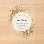 Elegante rustieke Herfst Beige Save the Date Acryl Uitnodigingen (Voorkant)