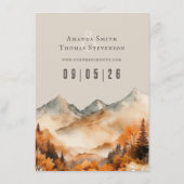 Elegante rustieke herfst berglandschap bruiloft informatiekaartje (Achterkant)