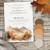 Elegante rustieke herfst berglandschap bruiloft kaart