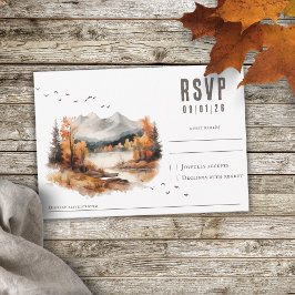 Elegante rustieke herfst berglandschap bruiloft RSVP kaartje