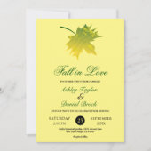 Elegante rustieke herfst bladeren geel bloemenbrui kaart (Voorkant)