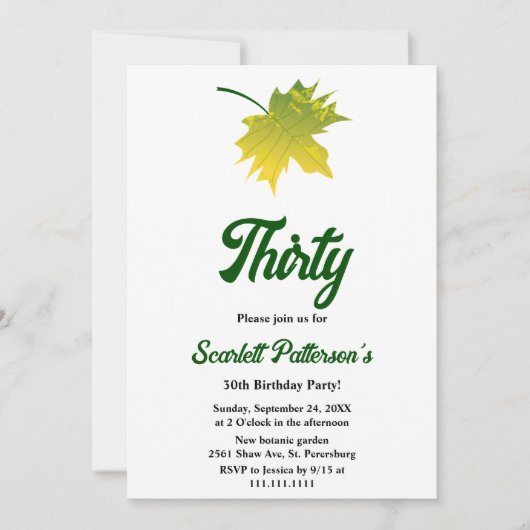 Elegante rustieke herfst bladeren herfst 30e verja kaart (Voorkant)