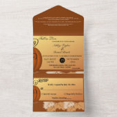 Elegante rustieke herfst bladeren herfst bloemenbr all in one uitnodiging (Binnen)