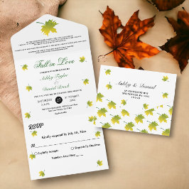 Elegante rustieke herfst bladeren herfst bloemenbr all in one uitnodiging