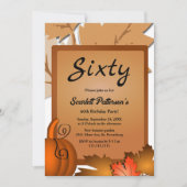 Elegante rustieke herfst bladeren pompoen 60e verj kaart (Voorkant)