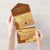 Elegante rustieke herfst bladeren pompoen bloemenb all in one uitnodiging (Afscheurbaar)