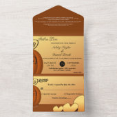 Elegante rustieke herfst bladeren pompoen bloemenb all in one uitnodiging (Binnen)