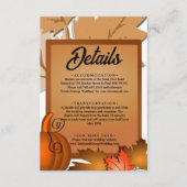 Elegante rustieke herfst bladeren pompoen herfst b informatiekaartje (Voorkant)