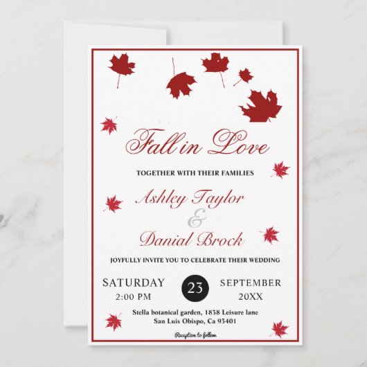 Elegante rustieke herfst bladeren romantische herf kaart (Voorkant)