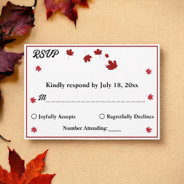 Elegante rustieke herfst bladeren romantische herf RSVP kaartje