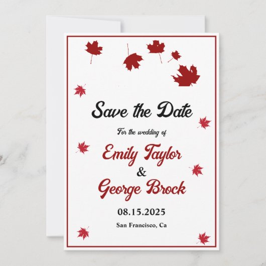 Elegante rustieke herfst bladeren romantische herf save the date (Voorkant)