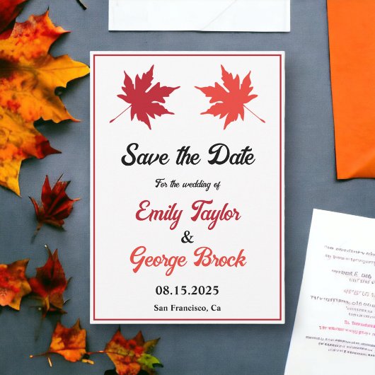 Elegante rustieke herfst bladeren romantische herf save the date