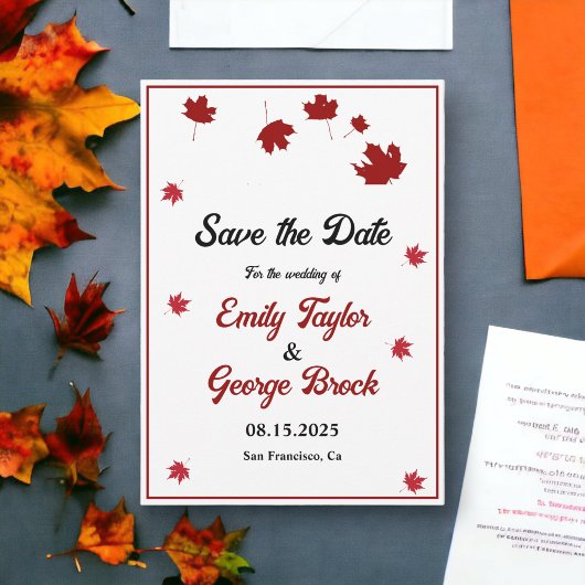 Elegante rustieke herfst bladeren romantische herf save the date