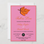 Elegante rustieke herfst bladeren roze herfst brui kaart (Voorkant)