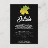 Elegante rustieke herfst bladeren zwart-wit bruilo informatiekaartje (Voorkant)