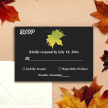 Elegante rustieke herfst bladeren zwart-wit bruilo