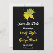 Elegante rustieke herfst bladeren zwart-wit bruilo save the date (Voorkant)