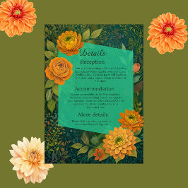 elegante rustieke herfst Bloemen bruiloft Informatiekaartje