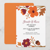 Elegante rustieke herfst bloemenbruiloft kaart (Voorkant / Achterkant)