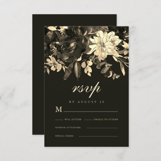 Elegante rustieke herfst bloemenbruiloft RSVP kaartje (Voorkant / Achterkant)