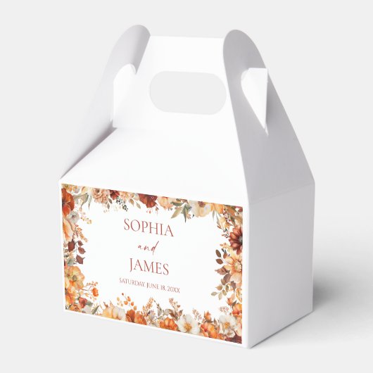 Elegante Rustieke Herfst Bloemige Bruiloft Bedankdoosjes (Voorkant Zijde)