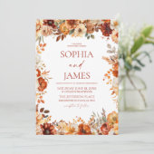 Elegante Rustieke Herfst Bloemige Bruiloft Kaart (Staand voorkant)