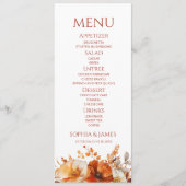 Elegante Rustieke Herfst Bloemige Bruiloft Menu (Voorkant)