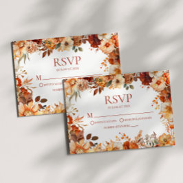 Elegante Rustieke Herfst Bloemige Bruiloft RSVP Kaartje